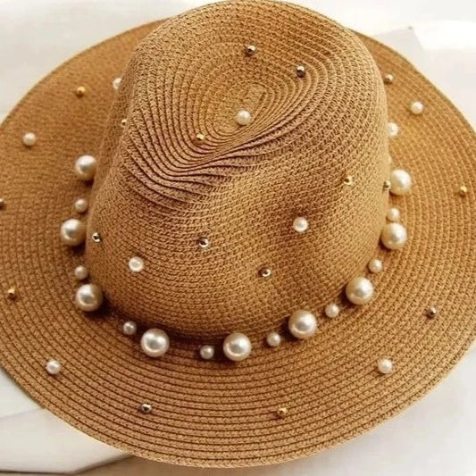 Summer Hats - Straw Hat with Pearls - Beach Hat - Luxury Hat