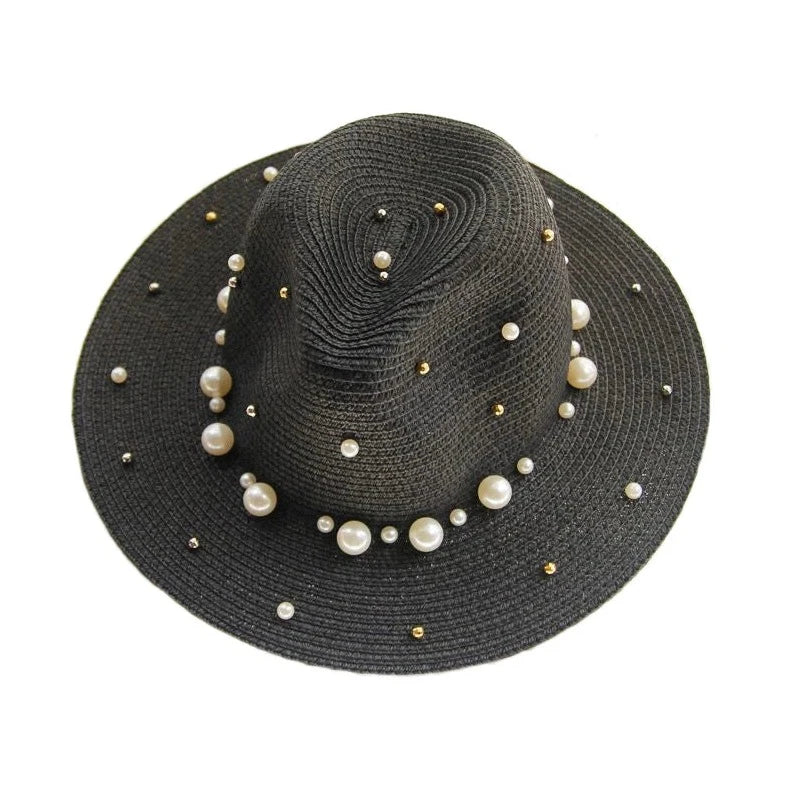 Summer Hats - Straw Hat with Pearls - Beach Hat - Luxury Hat