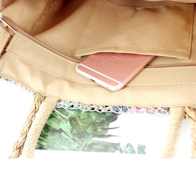 Colorful Straw Shoulder Bag - Portable Fashion Handbag for Beachy Vibes