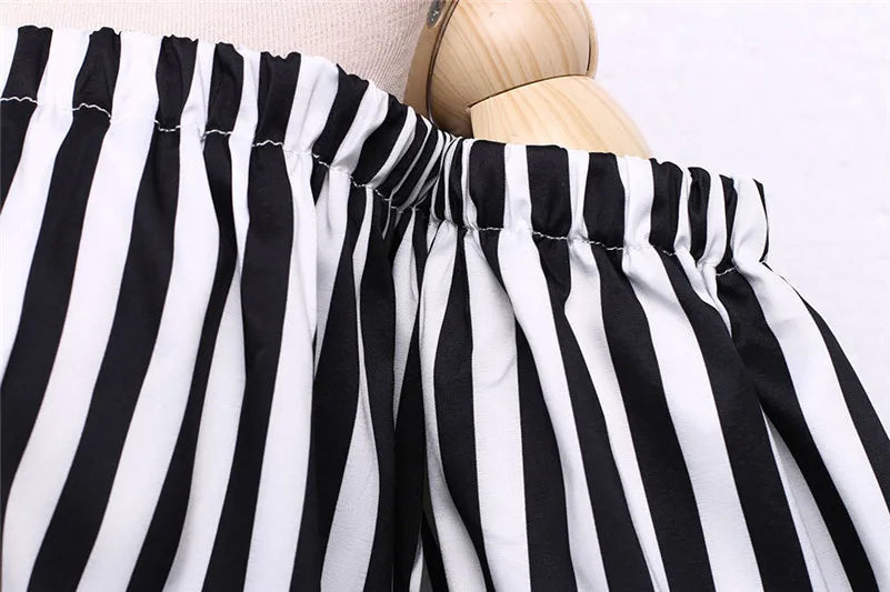 Elegant Striped Tops Off the Shoulder - Elegant Sexy Shirts - Women Tops Blouse with Choker