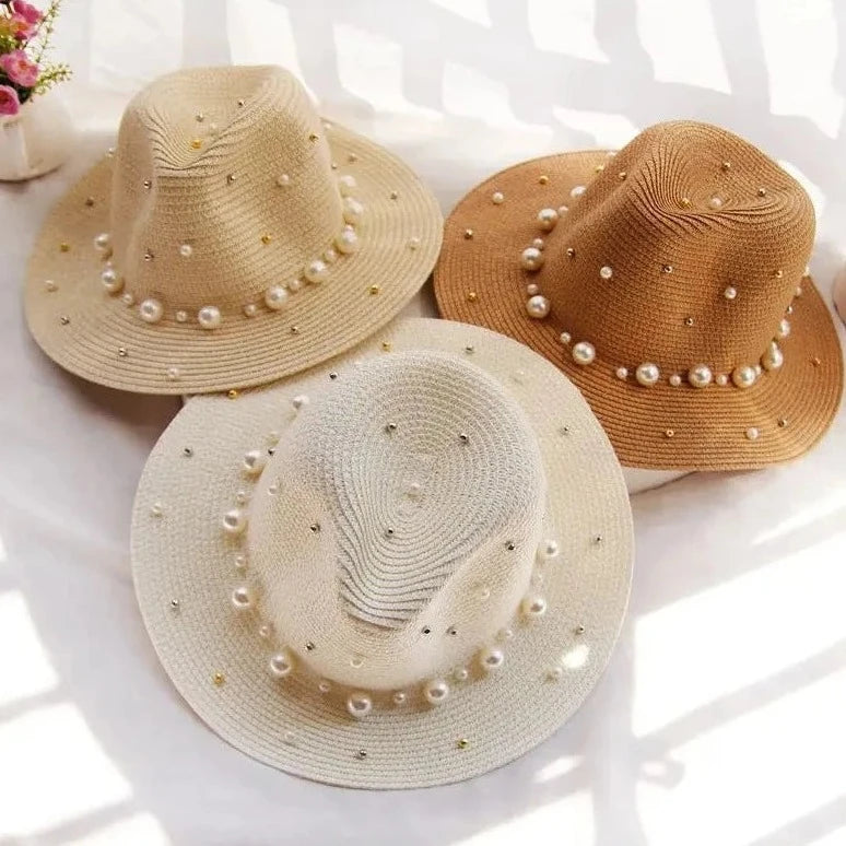 Summer Hats - Straw Hat with Pearls - Beach Hat - Luxury Hat