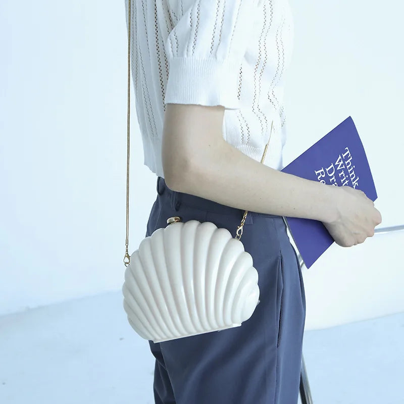 Seashell Handbags Metal Snake Chain - Crossbody Bag - Small shell bag