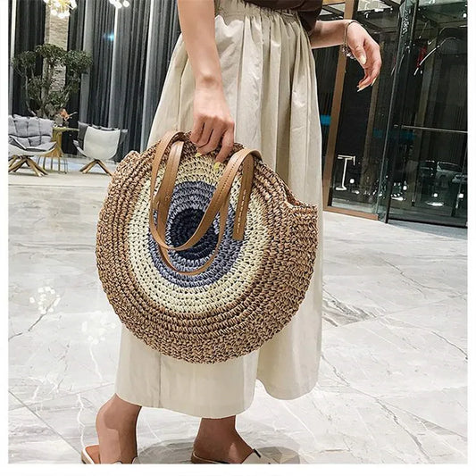 Round Straw Bag  for Summer - Beach Bag