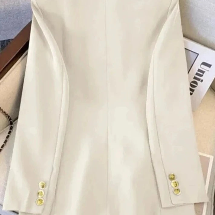 Lined six-button long-sleeved blazer in solid colors