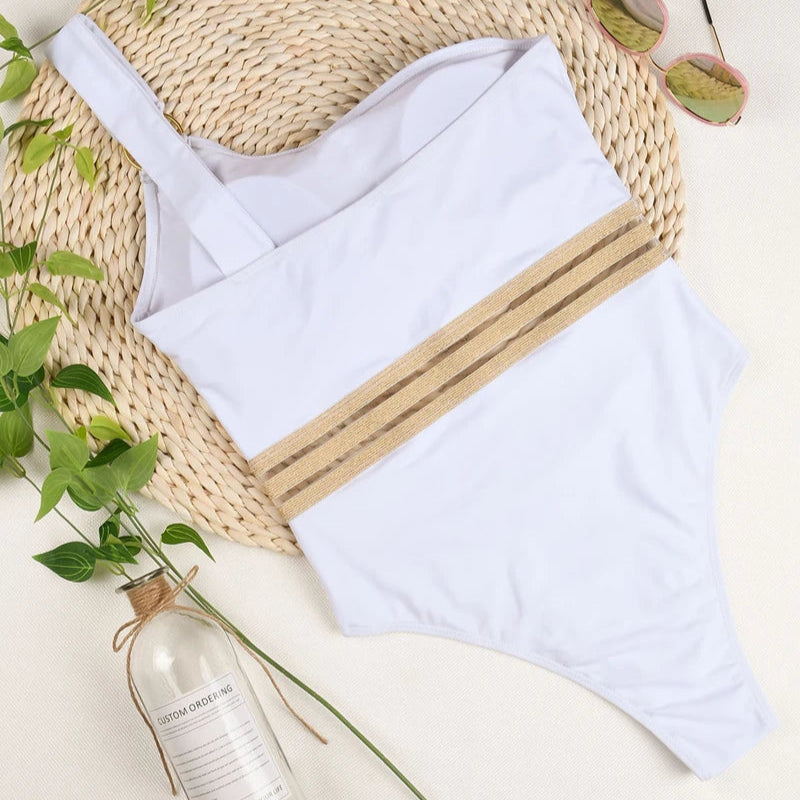 One Piece Women's Swimsuit Push Up Swimwear High Waist One Shoulder Bathing Suit Female Bodysuit Beach Wear Monokini