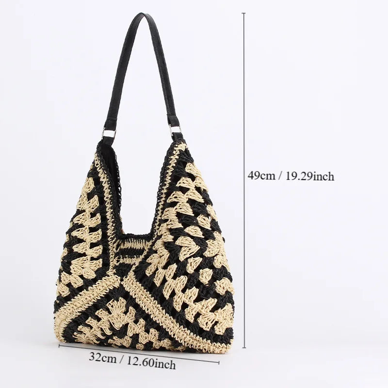 Straw Tote Bag - Shoulder Bag for Summer