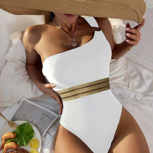 One Piece Women's Swimsuit Push Up Swimwear High Waist One Shoulder Bathing Suit Female Bodysuit Beach Wear Monokini