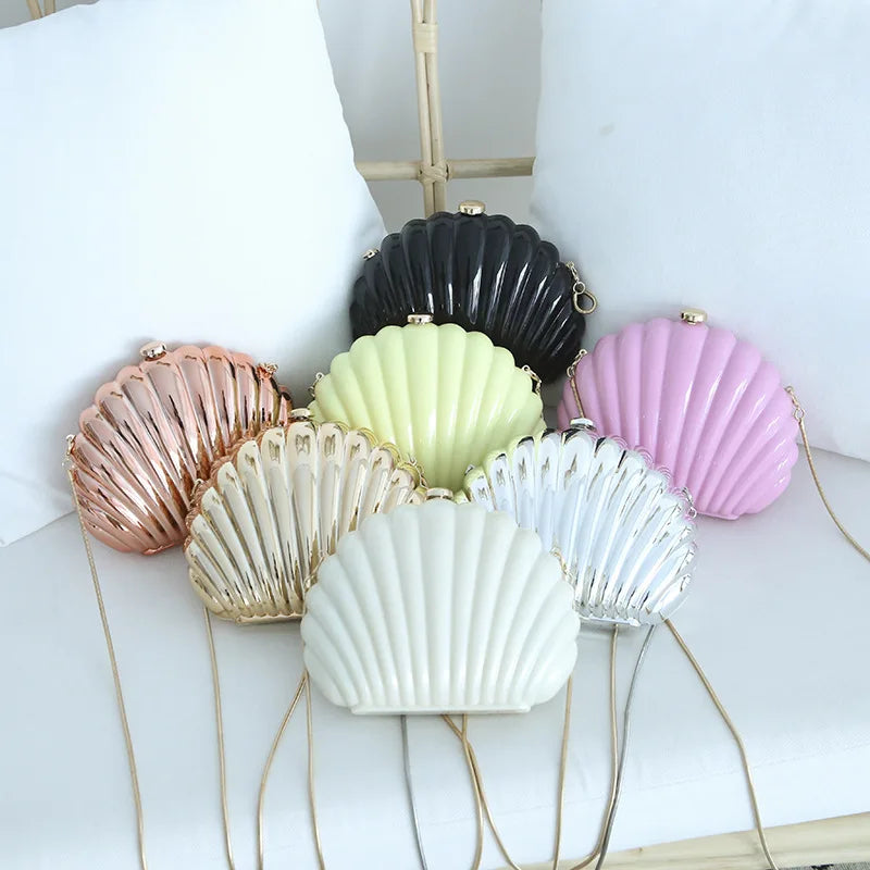 Seashell Handbags Metal Snake Chain - Crossbody Bag - Small shell bag