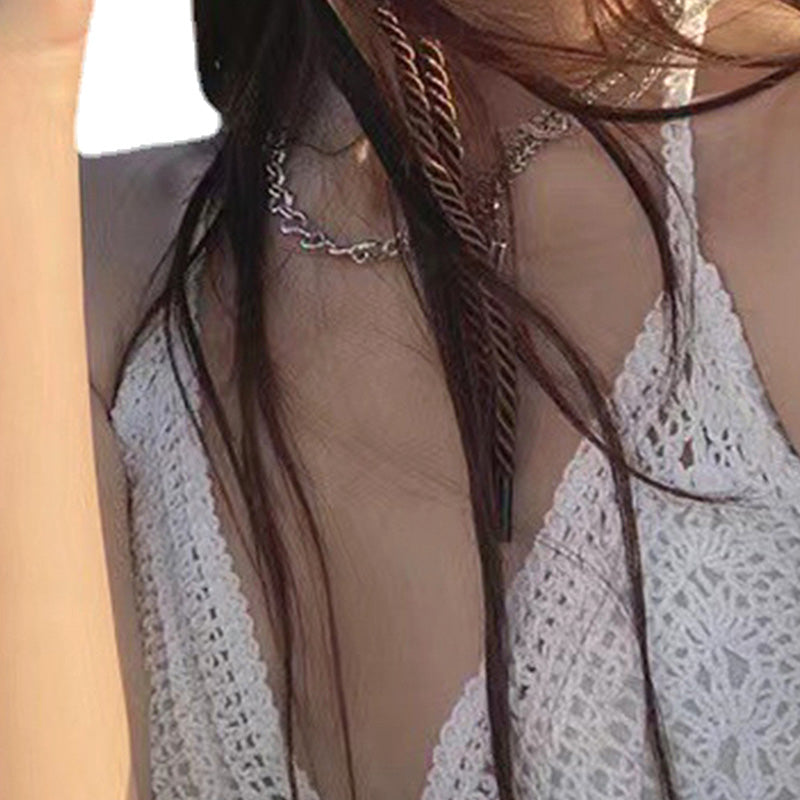 Sexy Boho Beach Holid Camisole Halter Crochet Knit Swimsuit Bra Backless Vest Hollow Tassel Tank Top Women's Crop Tops