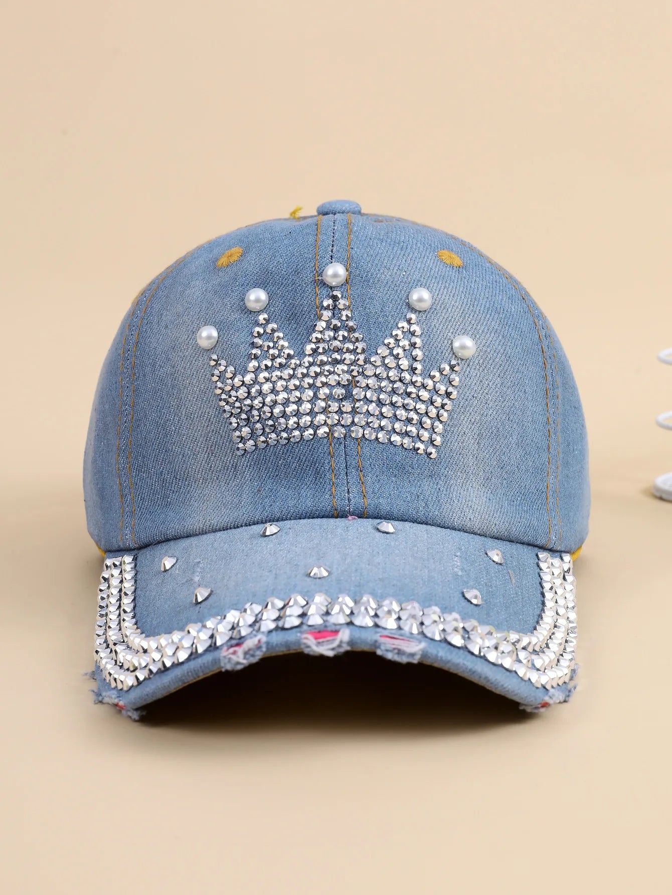 Cap Women Retro Street Crown Beads Denim Sunshade Baseball Hat Female Outdoor Casual Summer Hats For Women Sun Visor