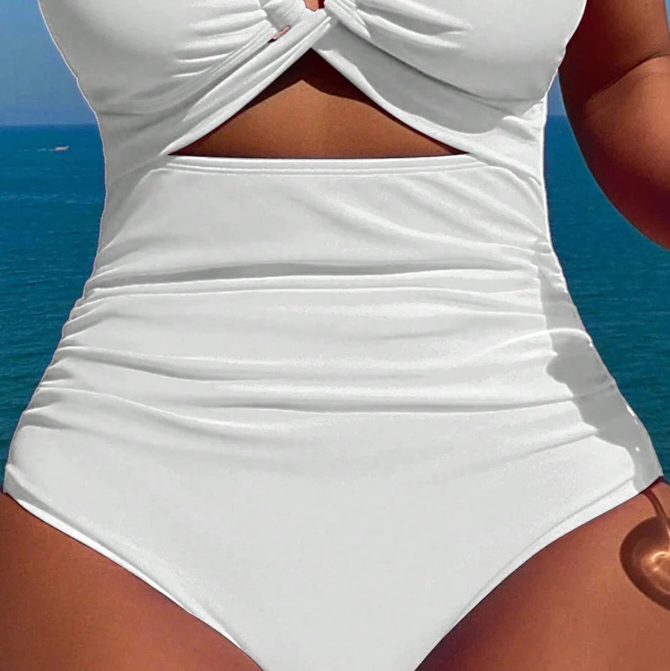 Drawstring One-piece Women Swimsuit Female High Waisted Bikini Bandeau Halter Bathing Suit Swimming for Monokini