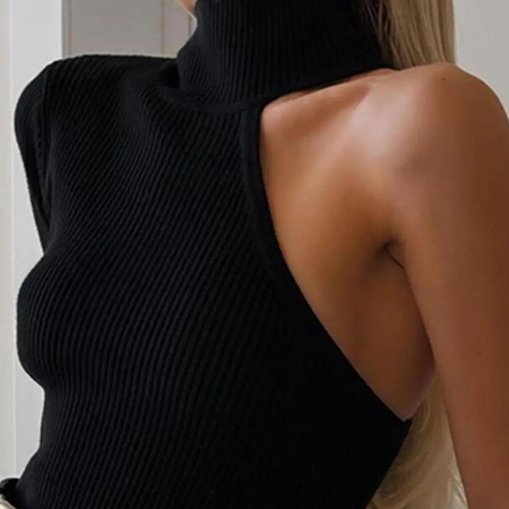 Hot Sexy One Shoulder Kintted Bodysuit Women Turtleneck Black Bodysuit Ladies Skinny Bodysuit