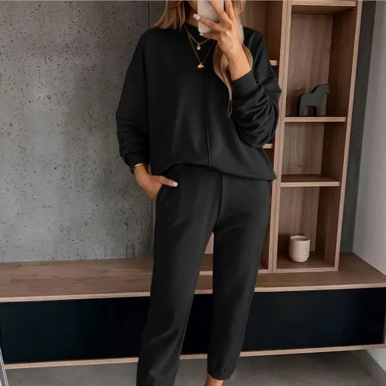 Mocha Color Casual T-shirt Pants Women's 2 Piece Set Fashion Simple Pocket Nine Point Pants Sports Suit Female 2025