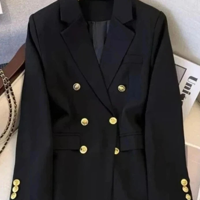 Lined six-button long-sleeved blazer in solid colors