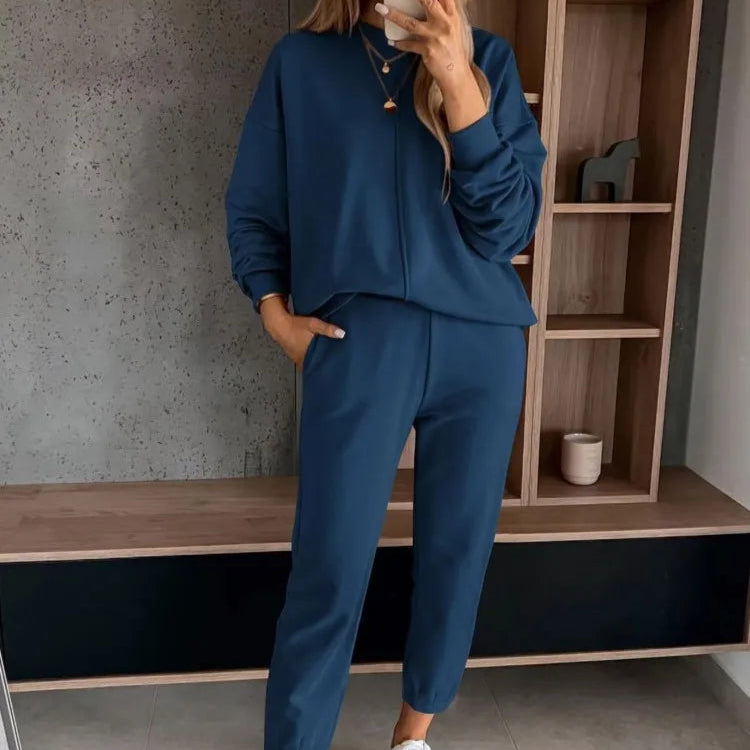 Mocha Color Casual T-shirt Pants Women's 2 Piece Set Fashion Simple Pocket Nine Point Pants Sports Suit Female 2025