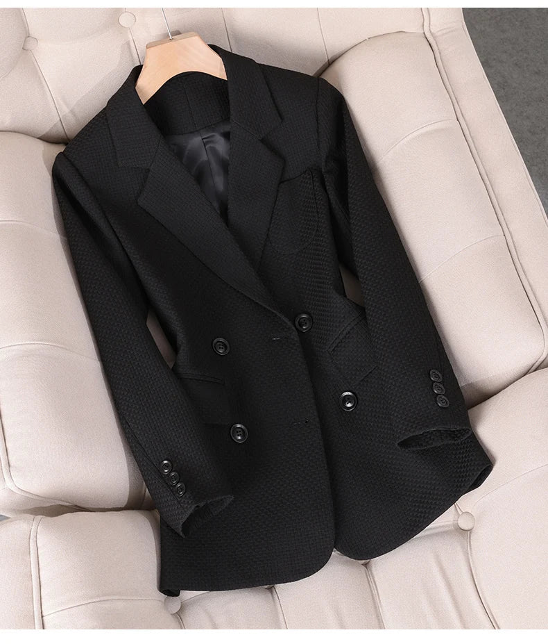 Formal Blazer Ladies Female Orange - Black - Green - Plaid Long Sleeve Single Breasted Work Wear Jacket Coat For Autumn Winter