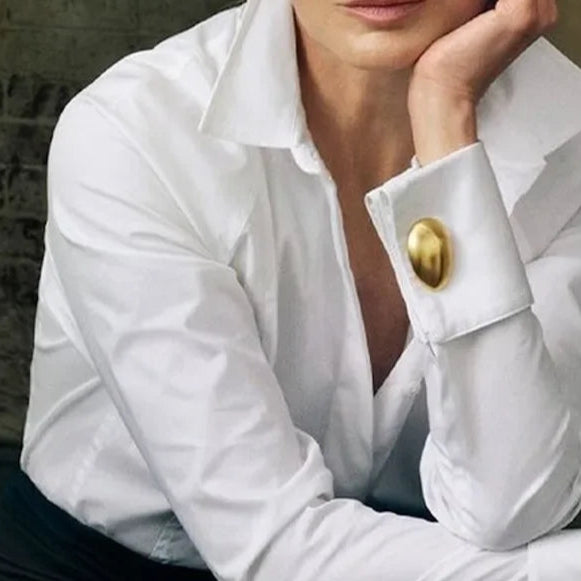 Black or White Shirts Office Lady - Long Sleeves Classic Top -  Original Clothing Blouse