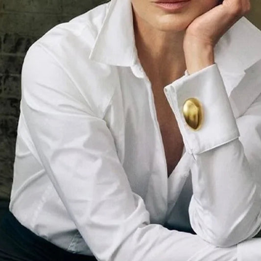 Black or White Shirts Office Lady - Long Sleeves Classic Top -  Original Clothing Blouse