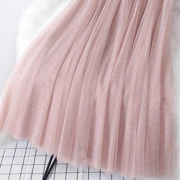 Long Tulle Skirt - Casual High Waist Solid Simple 3 Layers Long Skirt - Long skirt in various colors