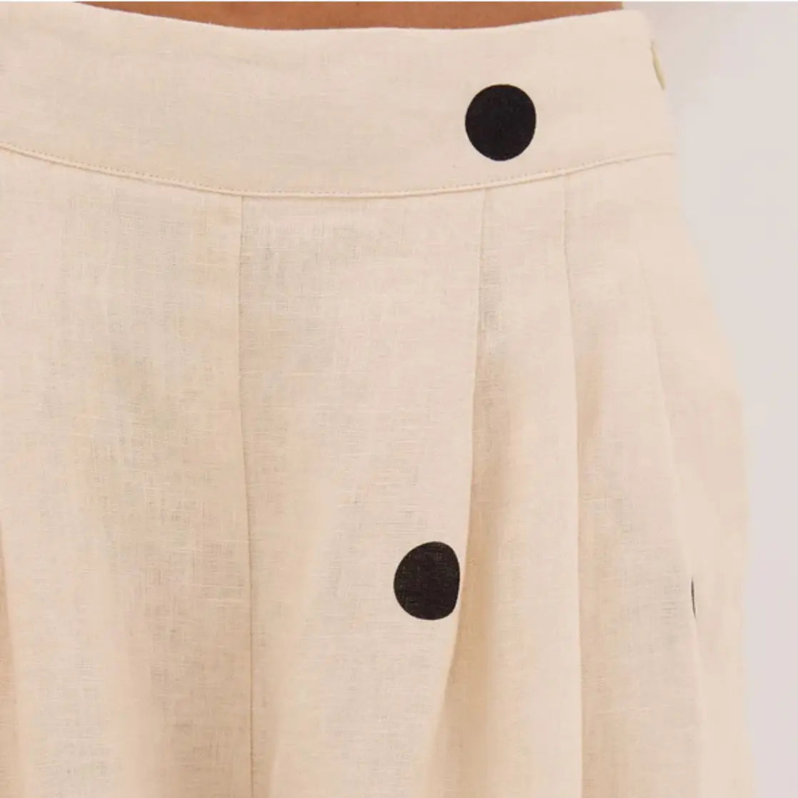 Backless Polka Dot Tops Pants Sets Loose Strapless Back Split Vest Pocket Wide Leg Pant