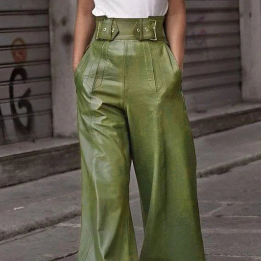 Old Money Style High Waist Pleated Pockets Baggy Pants - Female Wide Leg Trousers - Modigirl Long Pants