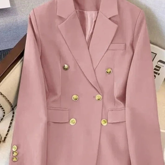 Lined six-button long-sleeved blazer in solid colors