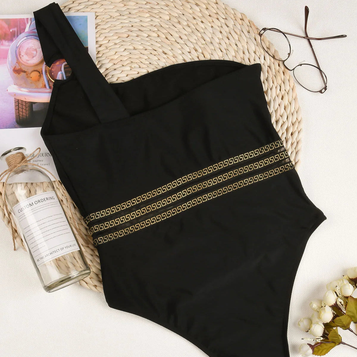 One Piece Women's Swimsuit Push Up Swimwear High Waist One Shoulder Bathing Suit Female Bodysuit Beach Wear Monokini