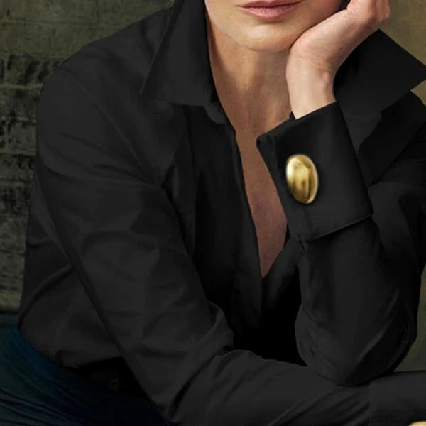 Black or White Shirts Office Lady - Long Sleeves Classic Top -  Original Clothing Blouse