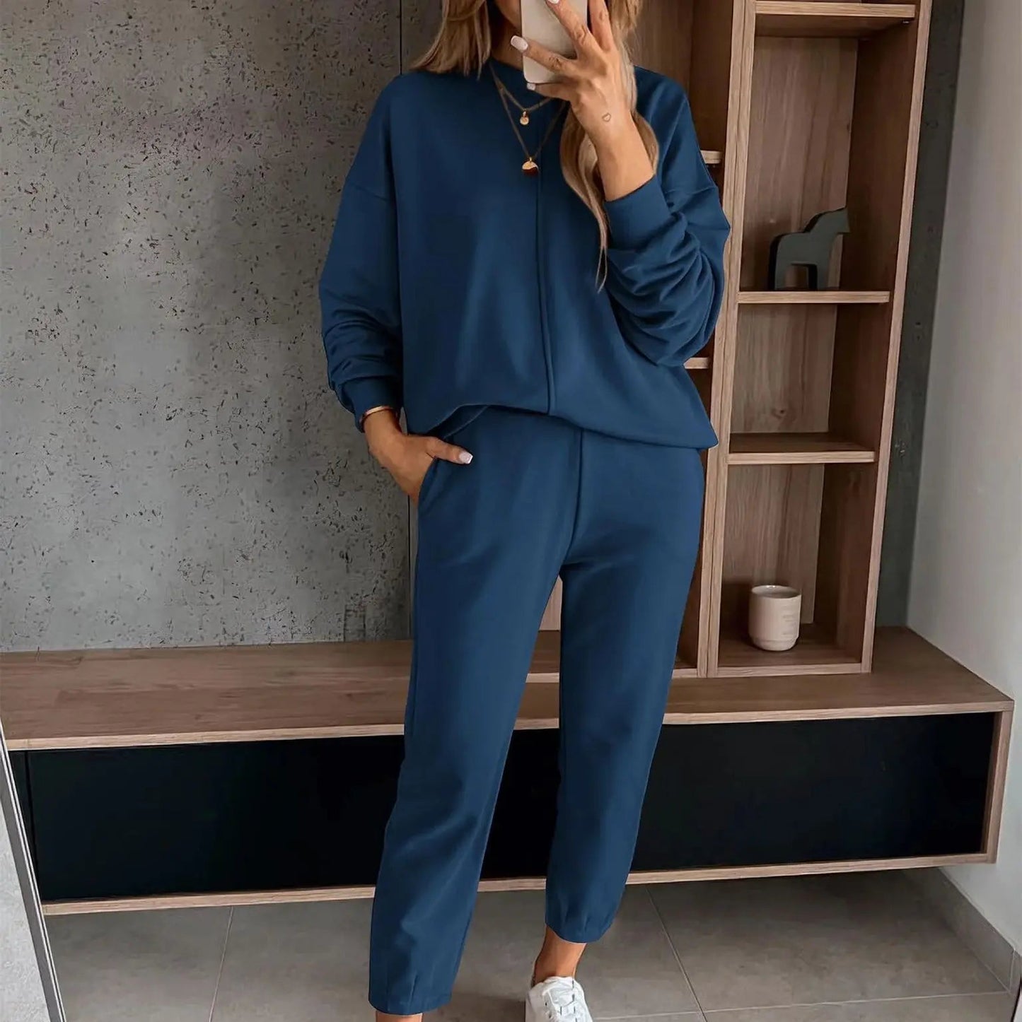 Mocha Color Casual T-shirt Pants Women's 2 Piece Set Fashion Simple Pocket Nine Point Pants Sports Suit Female 2025