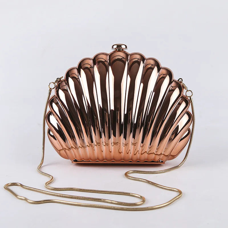 Seashell Handbags Metal Snake Chain - Crossbody Bag - Small shell bag