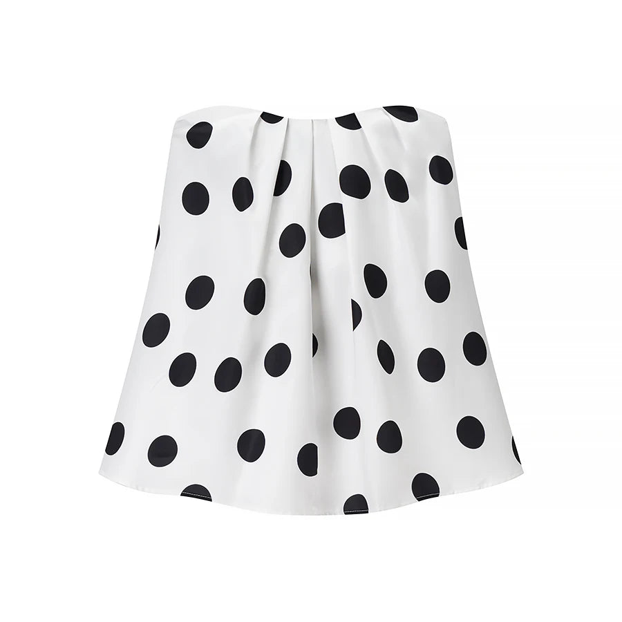 Strapless Top Polka Dot Elastic Tops Fashion High Street Sexy Tops Holidays Romantic Lady Tops