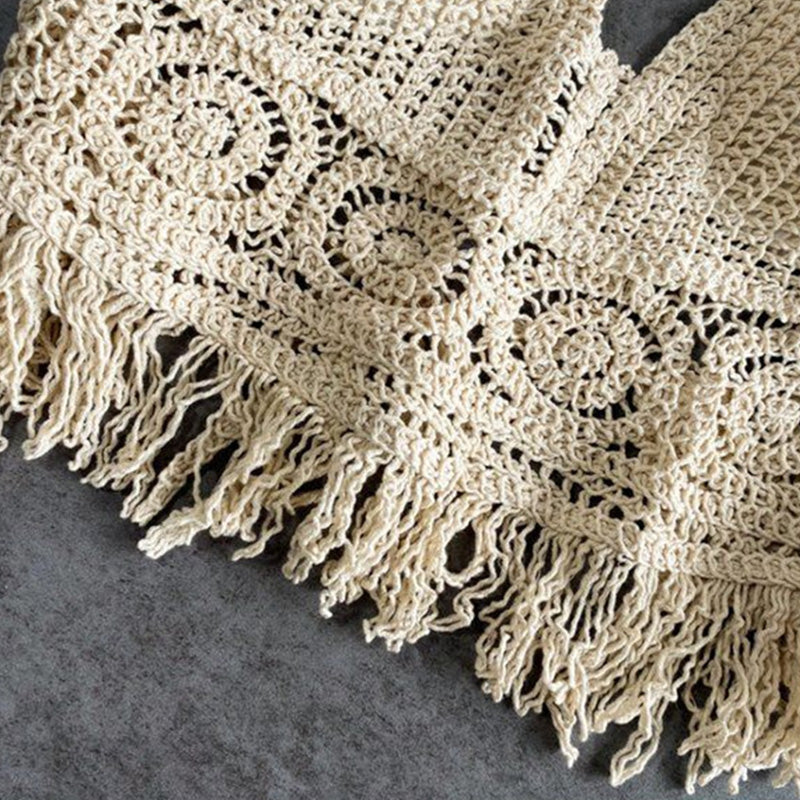 Sexy Boho Beach Holid Camisole Halter Crochet Knit Swimsuit Bra Backless Vest Hollow Tassel Tank Top Women's Crop Tops