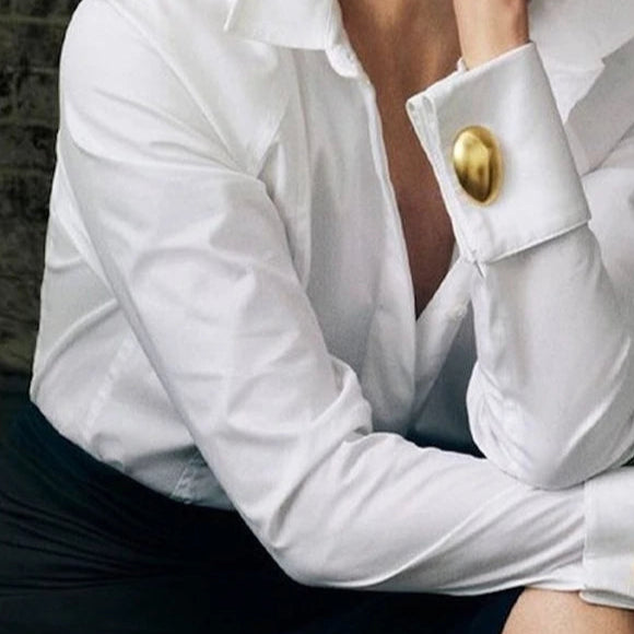 Black or White Shirts Office Lady - Long Sleeves Classic Top -  Original Clothing Blouse