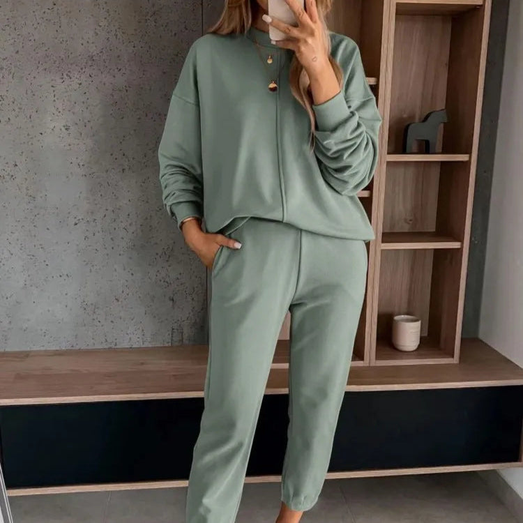 Mocha Color Casual T-shirt Pants Women's 2 Piece Set Fashion Simple Pocket Nine Point Pants Sports Suit Female 2025
