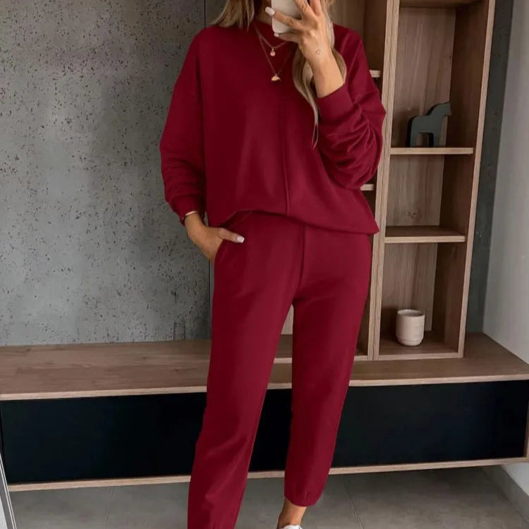 Mocha Color Casual T-shirt Pants Women's 2 Piece Set Fashion Simple Pocket Nine Point Pants Sports Suit Female 2025