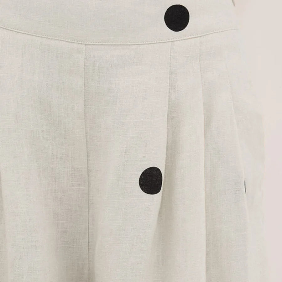 Backless Polka Dot Tops Pants Sets Loose Strapless Back Split Vest Pocket Wide Leg Pant