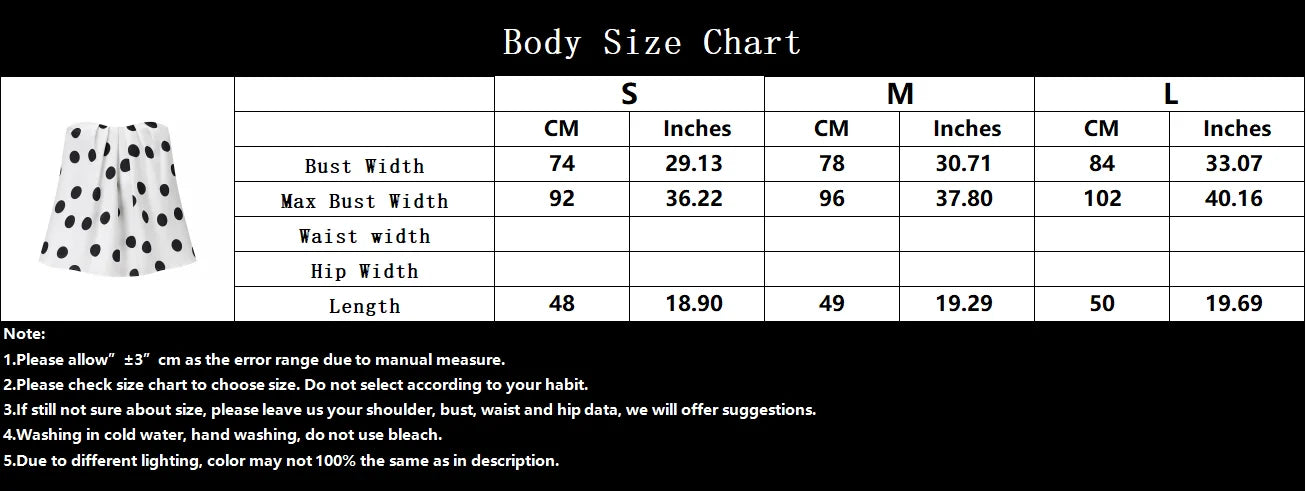 Strapless Top Polka Dot Elastic Tops Fashion High Street Sexy Tops Holidays Romantic Lady Tops