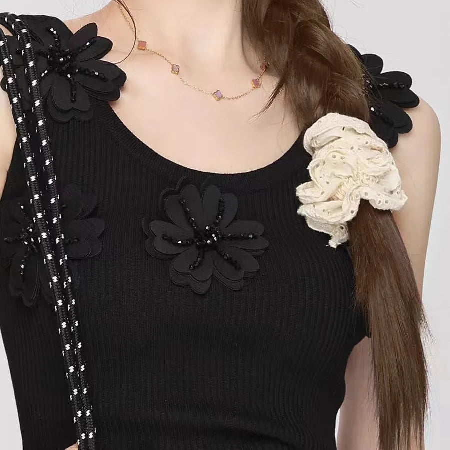 Three-dimensional Flower Sexy Women Camisole Sleeveless Tank Top