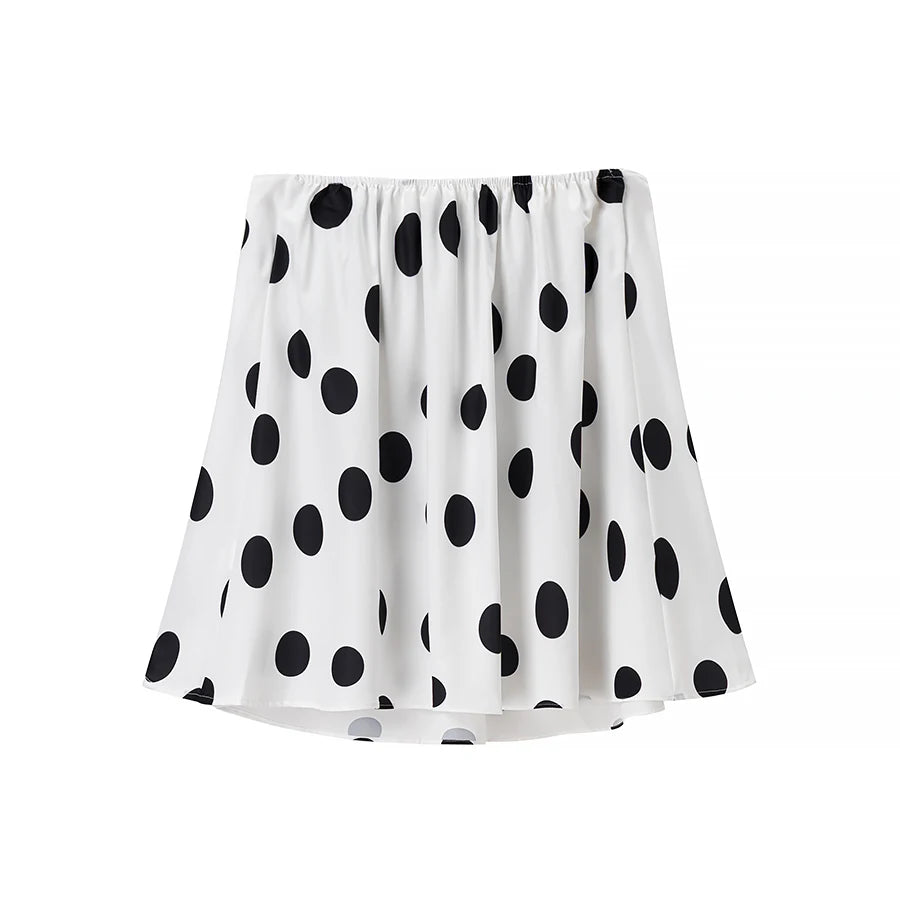Strapless Top Polka Dot Elastic Tops Fashion High Street Sexy Tops Holidays Romantic Lady Tops