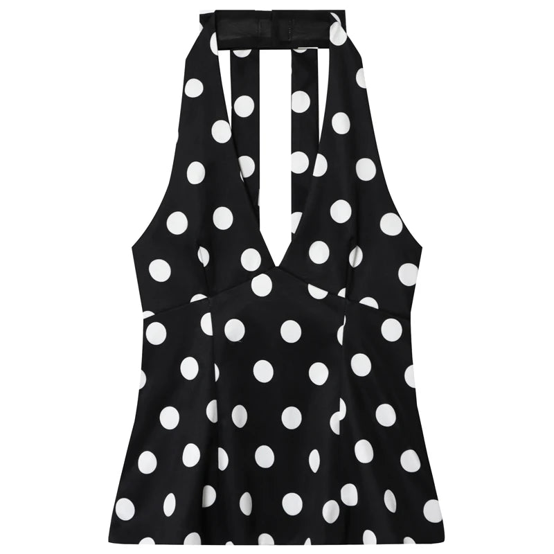 Butterfly Halter Top Sexy Tanks & Camis Bow Corset Polka Dot Tops For Woman Fashion Sleeveless Backless Tank Top
