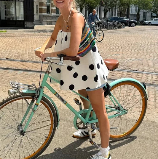 Strapless Top Polka Dot Elastic Tops Fashion High Street Sexy Tops Holidays Romantic Lady Tops