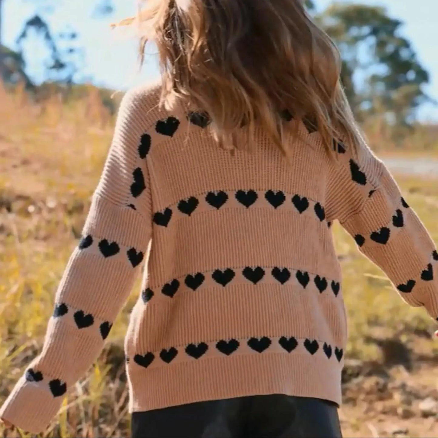 Valentine's Day Women's Heart Print Sweaters Long Sleeve Turtleneck Oversized Pullovers Casual Knit Tops