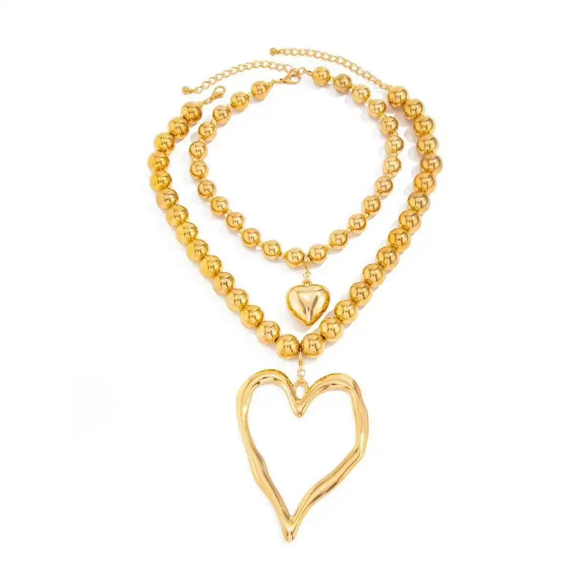 Exaggerated Vintage Large Heart Pendant Necklace Fashion