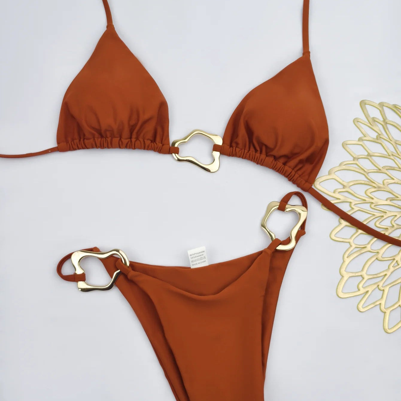 New Sexy Bikini Solid Color Lace-up Split Two-piece Swimsuit for Women