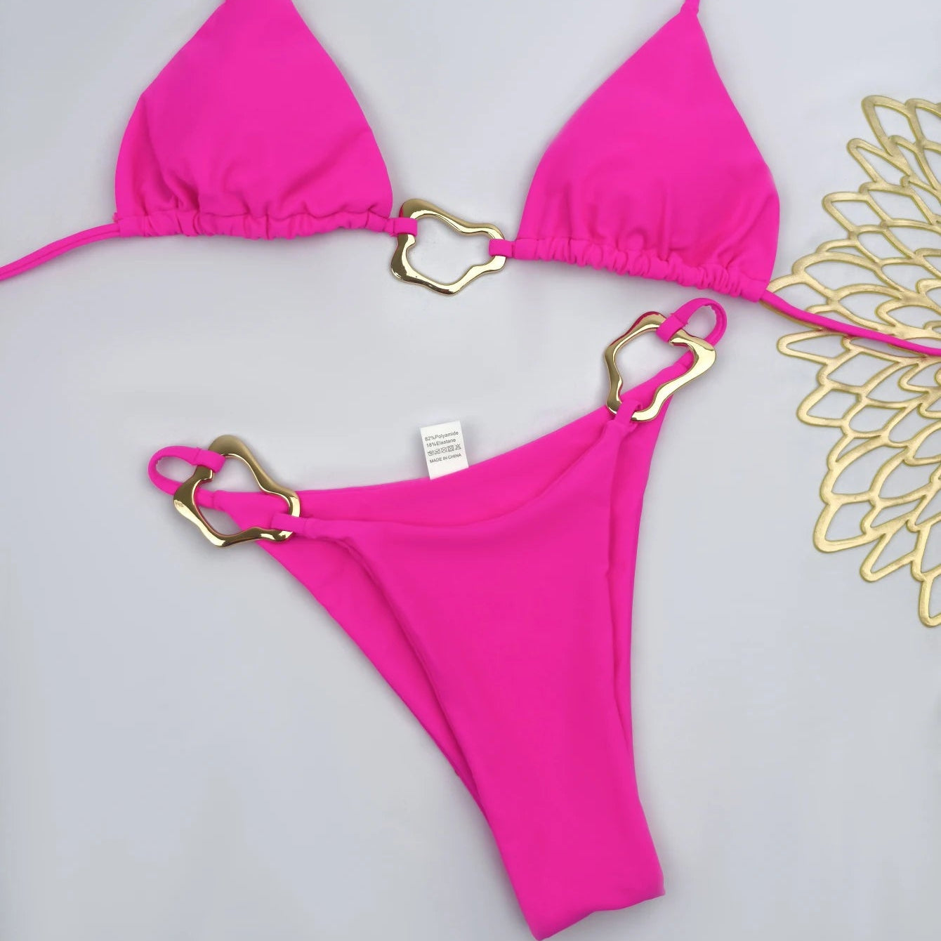 New Sexy Bikini Solid Color Lace-up Split Two-piece Swimsuit for Women